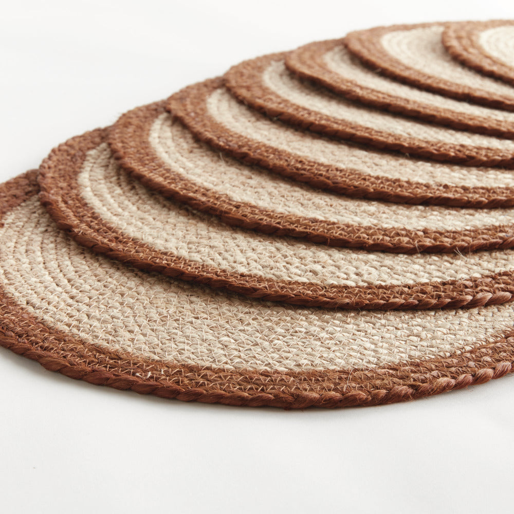 Caribe Jute Coil Rust Border Placemats