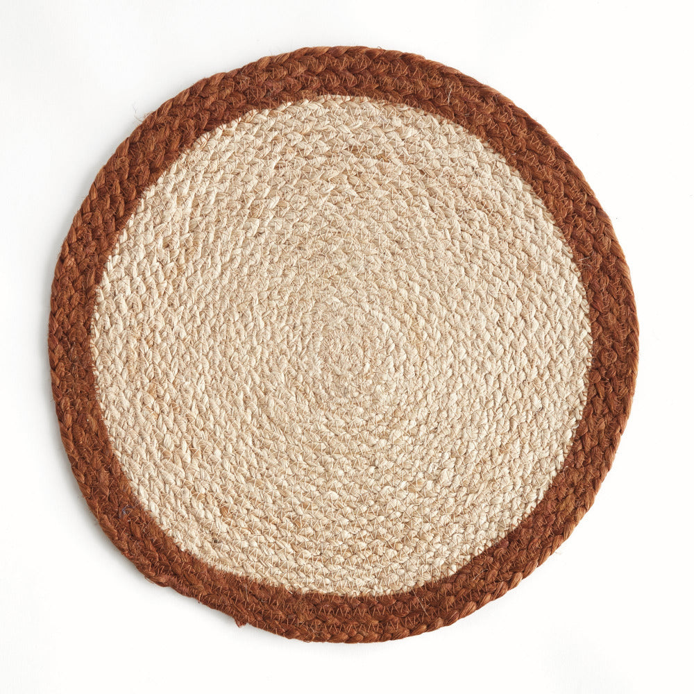 Caribe Jute Coil Rust Border Round Placemat