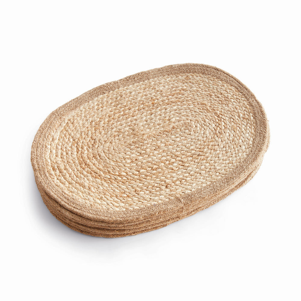 Caribe Jute Coil Sand Border Oval Placemats 