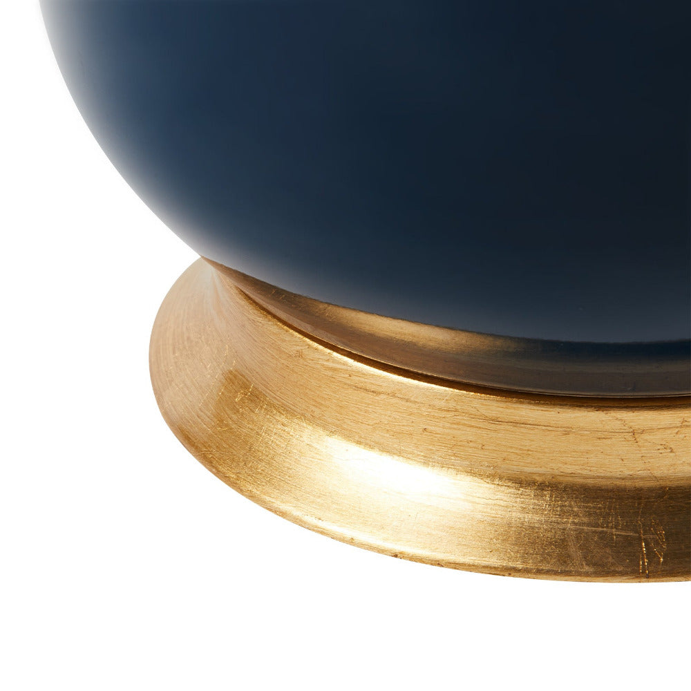 Carolyn Navy Lamp gold base closeup