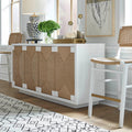 Flint White Bar Stool with Woven Back and Rush Seat
