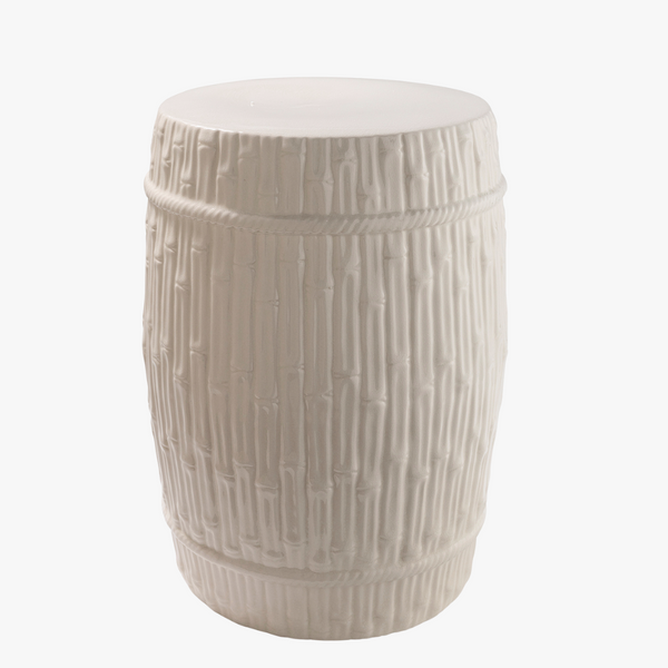 Carved Bamboo Cream Garden Stool