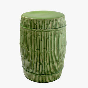 Carved Bamboo Green Garden Stool