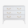 Cassie White Chest - three drawer whitewash dresser with brass handles