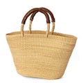 Cassis Natural Straw Market Tote - Leather Handles