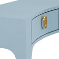 Castella Light Blue Console Table corner closeup