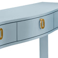 Castella Light Blue Console Table gold hardware closeup