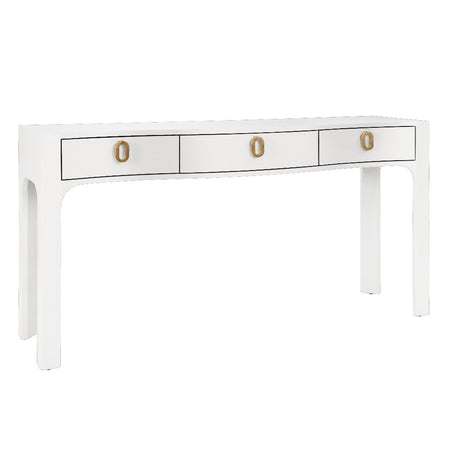 Castella White Lacquered Linen Console Table 