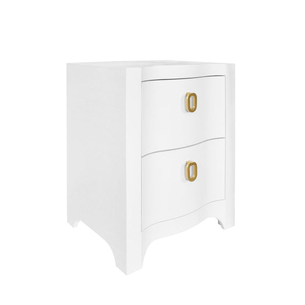 Castella White Lacquered Linen Side Table 