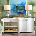Castella White Sideboard styled in green room