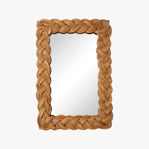 Castello Rectangular Braided Rattan Wall Mirror