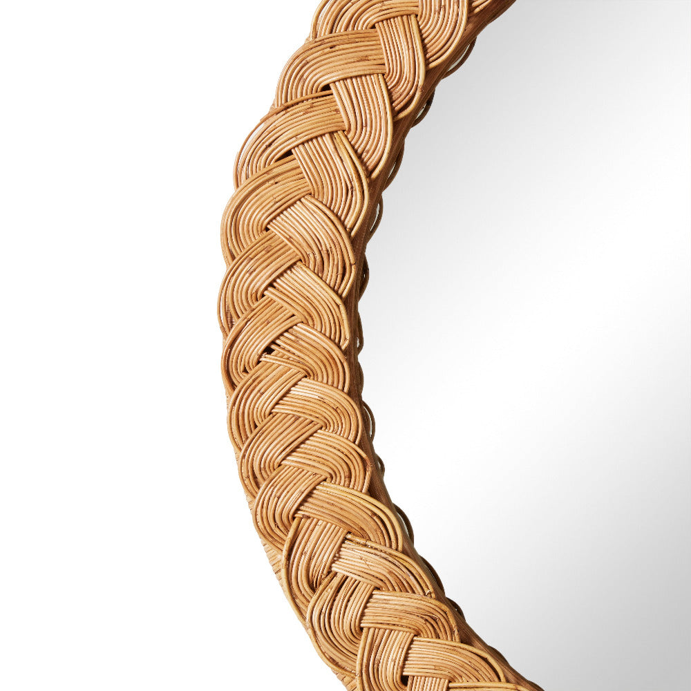 Castello Round Mirror Braided Rattan Closeup