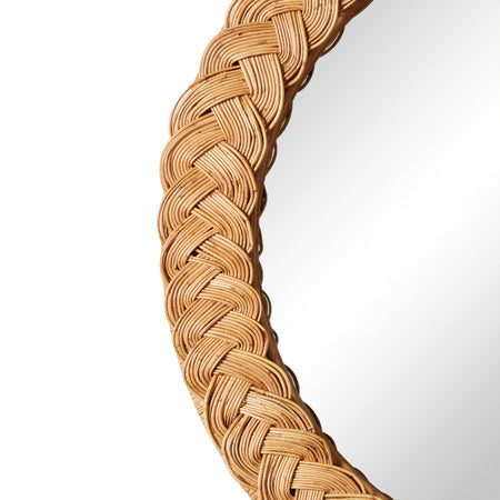 Castello Round Mirror Braided Rattan Closeup