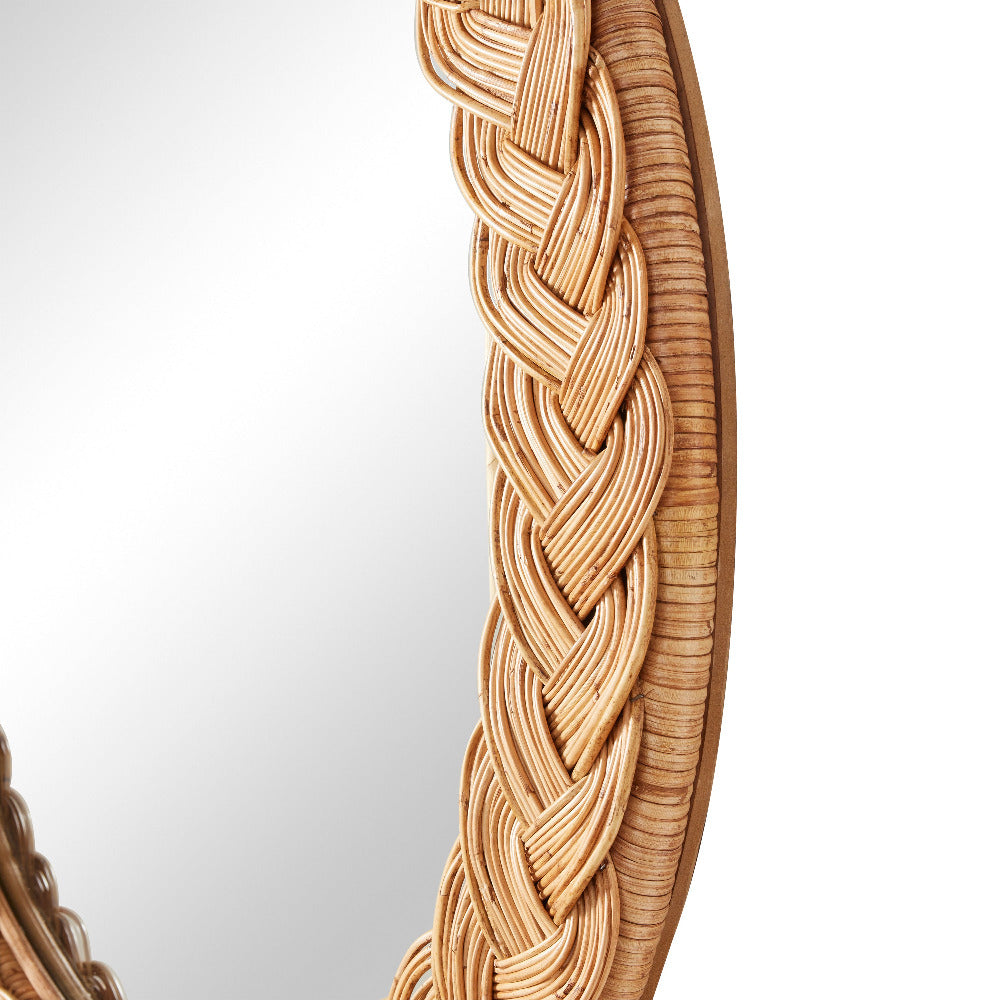 Castello Round Mirror Braided Rattan details