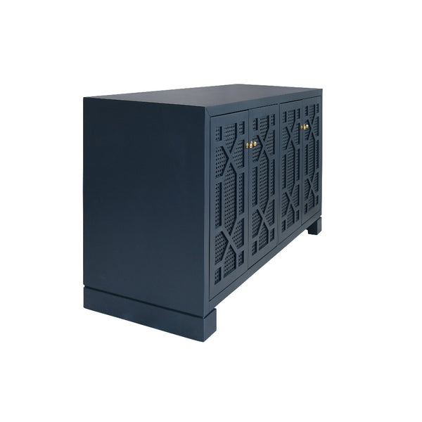 Celia Navy Matte Lacquer Cabinet side view