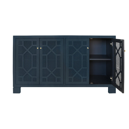Celia Navy Matte Lacquer Cabinet with open door