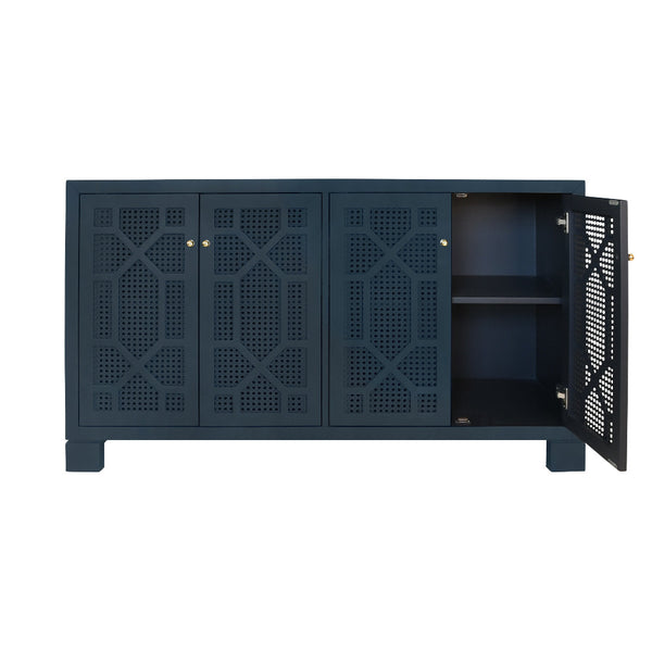 Celia Navy Matte Lacquer Cabinet with open door