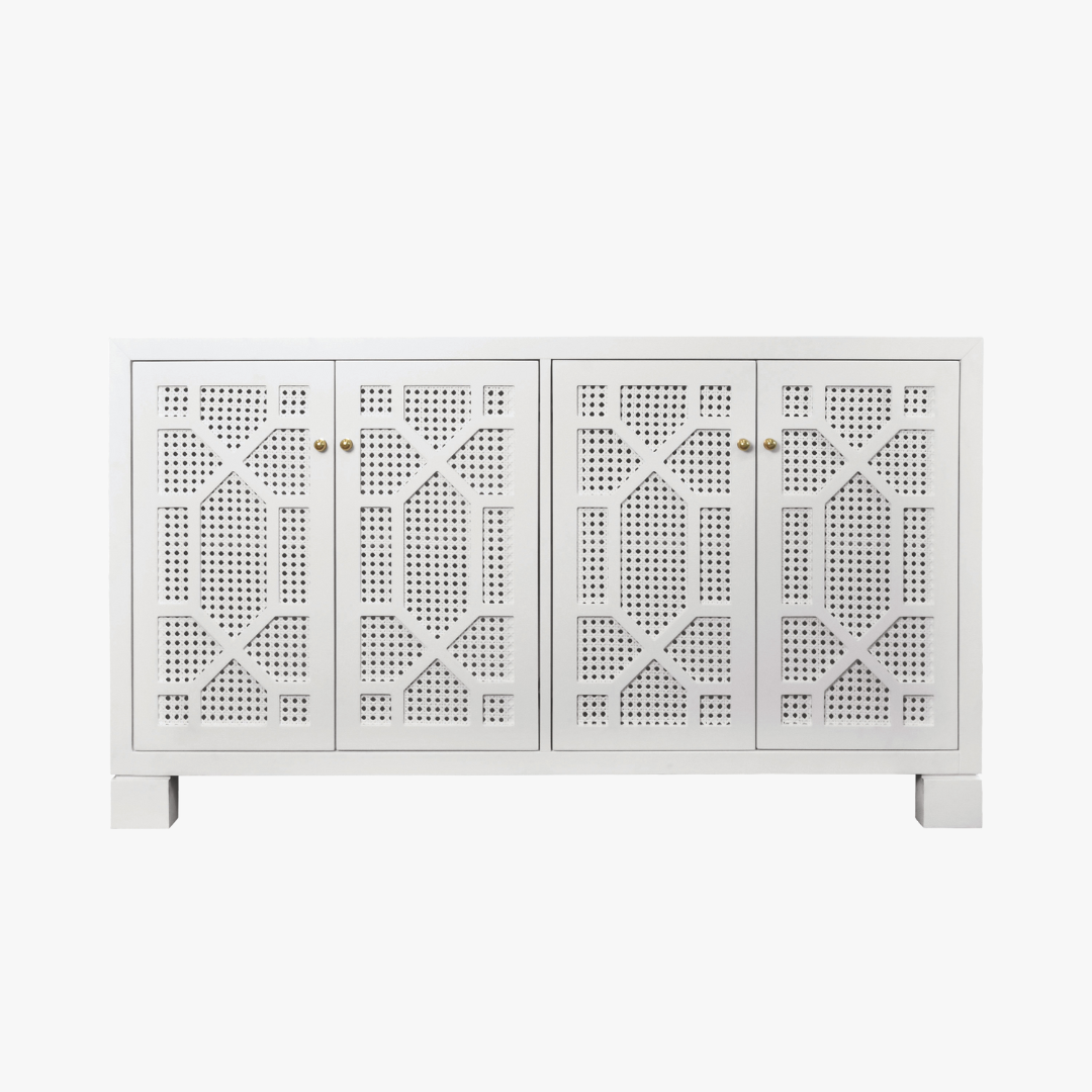 Celia White Cabinet - cane front doors