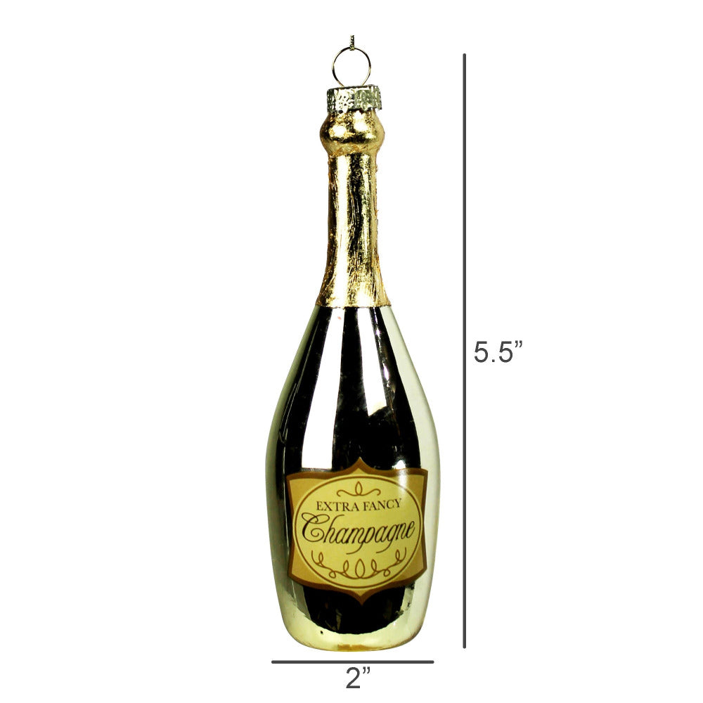 Champagne Bottle Glass Ornament
