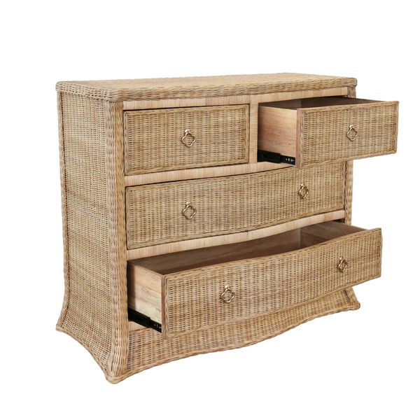 Channing Woven Rattan Chest with open drawers