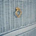 Channing Light Blue Woven Rattan Chest hardware closeup