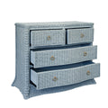 Channing Light Blue Woven Rattan Chest open drawers