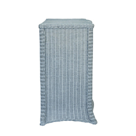 Channing Light Blue Woven Rattan Chest side view