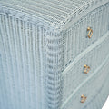 Channing Light Blue Woven Rattan Chest texture closeup