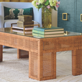 Chapin Rattan Coffee Table styled in living room