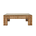 Chapin Rectangle Woven Rattan Coffee Table with glass top