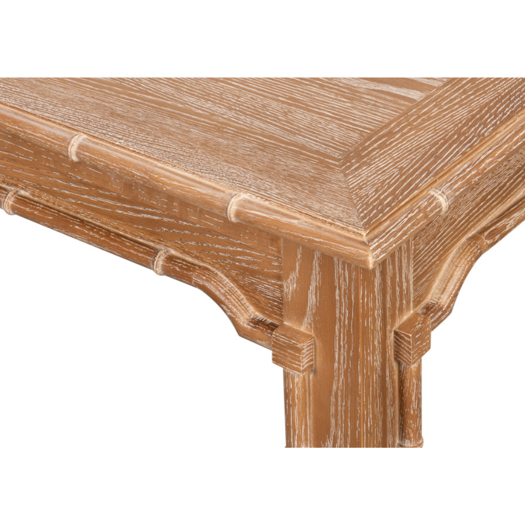 Chaplin Bay Cerused Oak Dining Table - corner closeup