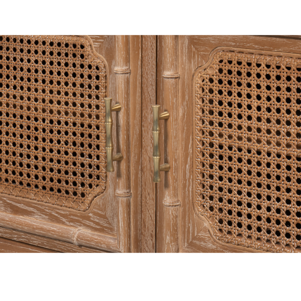 Chaplin Bay Oak Cabinet - cane front doors