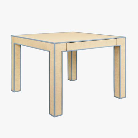 Chapman Game Table - Light Blue Lacquer and Grasscloth