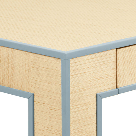 Chapman Grasscloth Square Game Table corner closeup