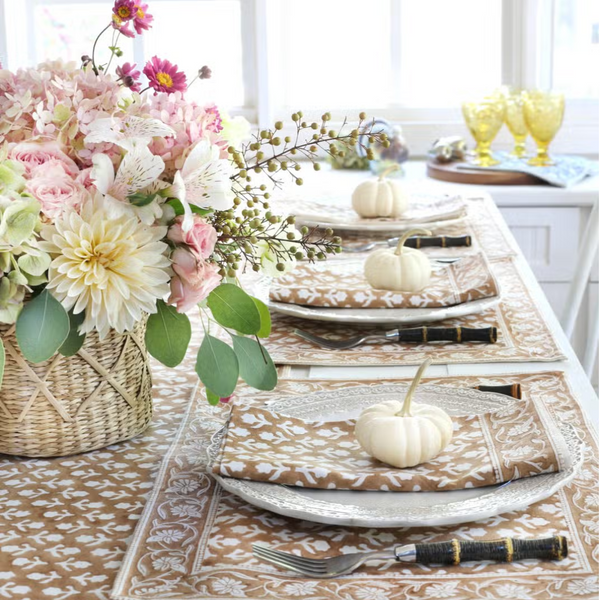 Charlotte Caramel Napkins Styled on Fall Table