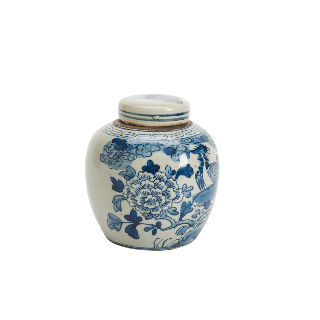 Chinoiserie Blue Bird and Flower Mini Jar