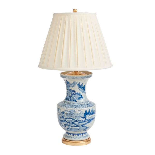 Chinoiserie Blue Canton Porcelain Lamp