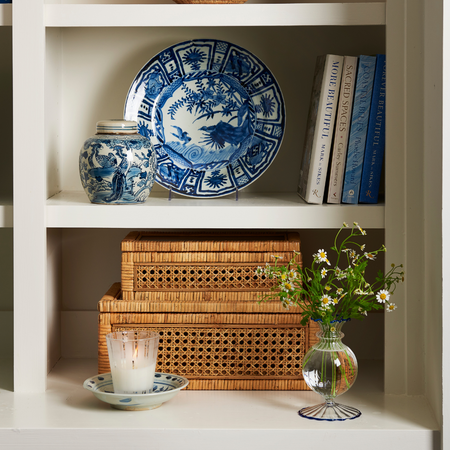 Chinoiserie Decorative Plate - 12 inch styled on shelves