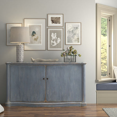 Claiborne Bowfront Sideboard styled in bedroom