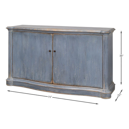 Claiborne  Painted Blue Bowfront Reclaimed Pine Sideboard dimensions