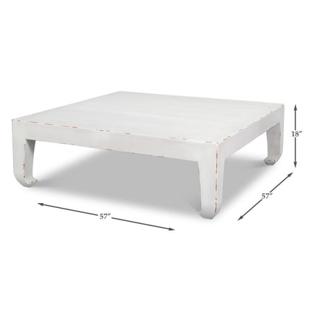 Classic Ming White Large Square Coffee Table dimensions