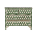Clementine Green Floral Bone Inlay Chest with open drawers