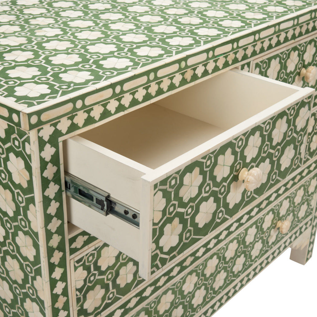 Clementine Green Inlay Chest - Bone Inlay Furniture - Dear Keaton