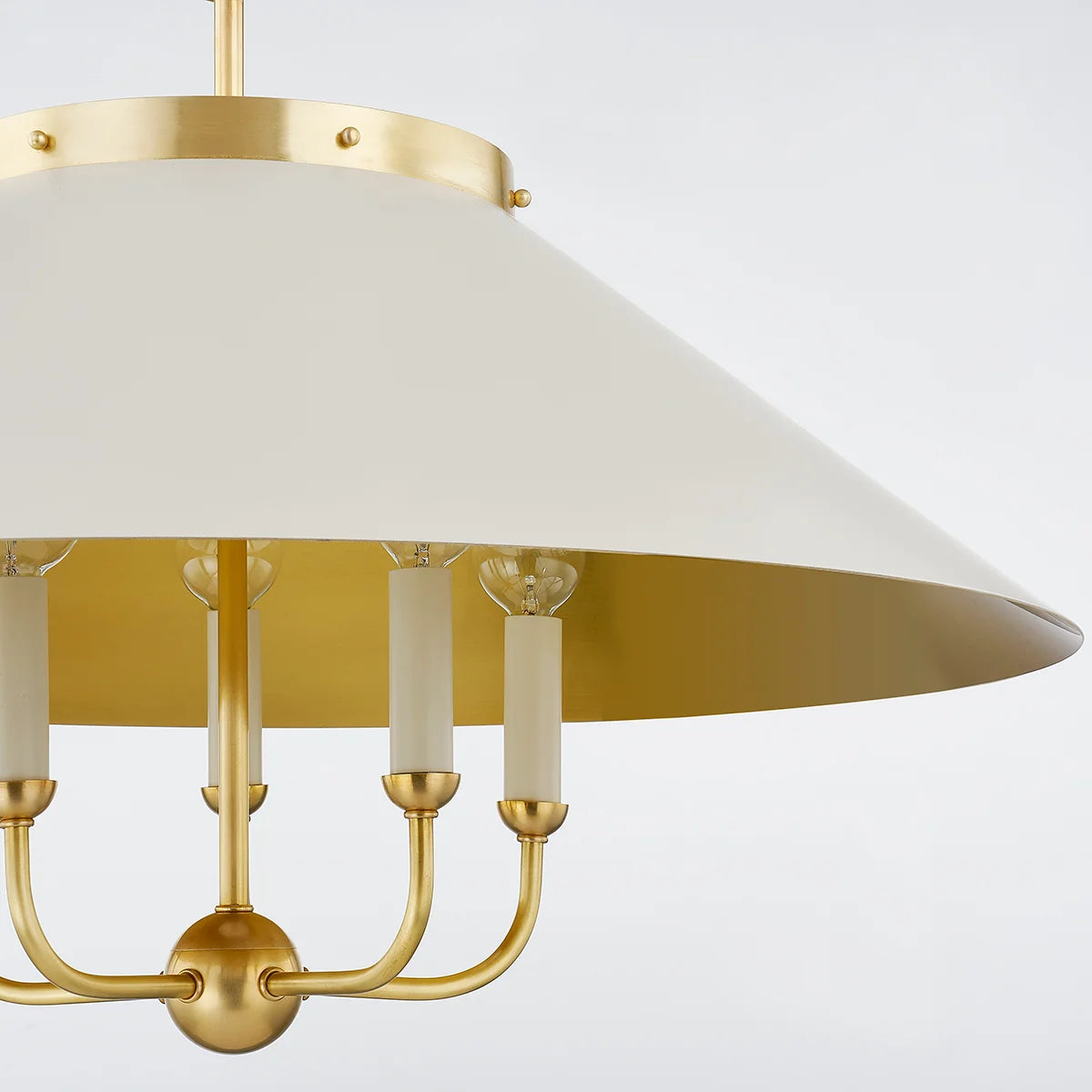 Clivedon Off White Chandelier - aged brass details 