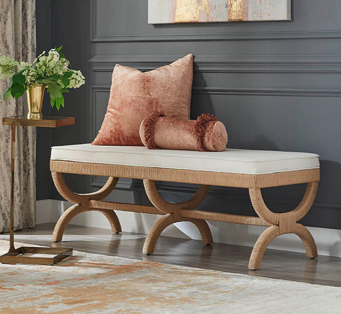 Coastal Rope Bench Styled in grey room