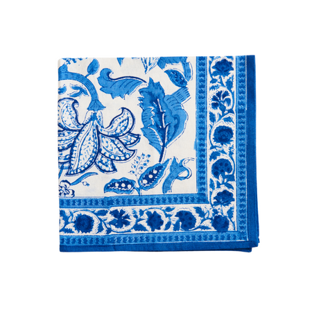 Cobalt Floral Block Print  with border
