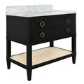 Cogswell Black Marble Topped Vanity with Cane Shelf