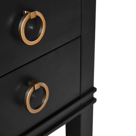 Cogswell Black Vanity Round Gold Drawer Pulls