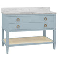 Cogswell Light Blue Vanity with woven cane shelf - 48" Wide