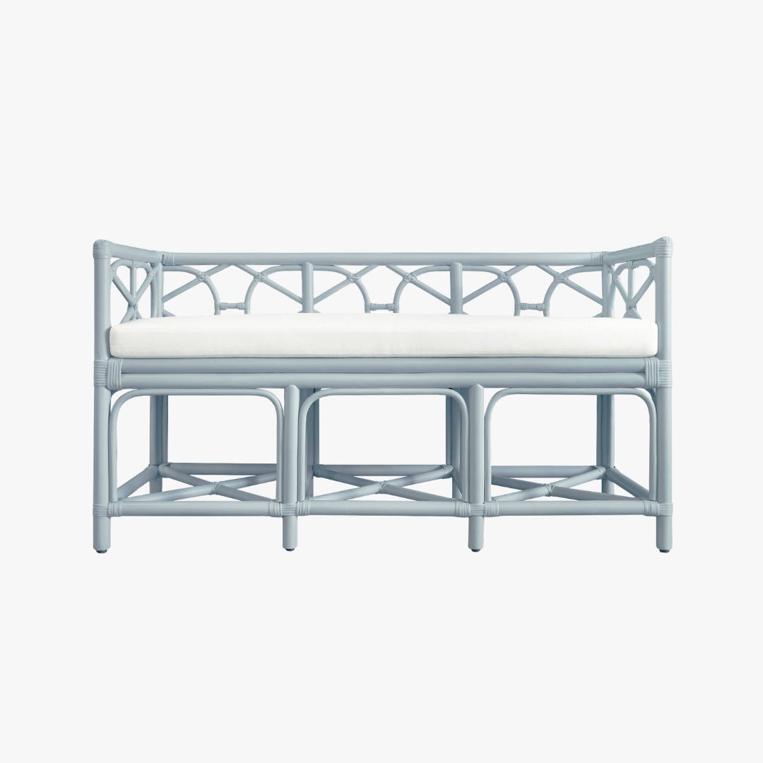 Fernandina Light Blue Rattan Bench